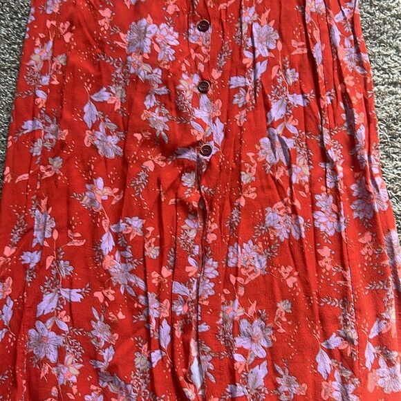 Free People Retro Love Midi Floral Skirt in Burnt Orange Size 8 - Picture 3 of 6